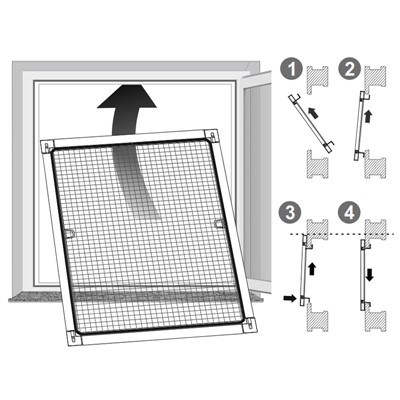 Cửa sổ khung màn chắn côn trùng có móc góc di chuyển được